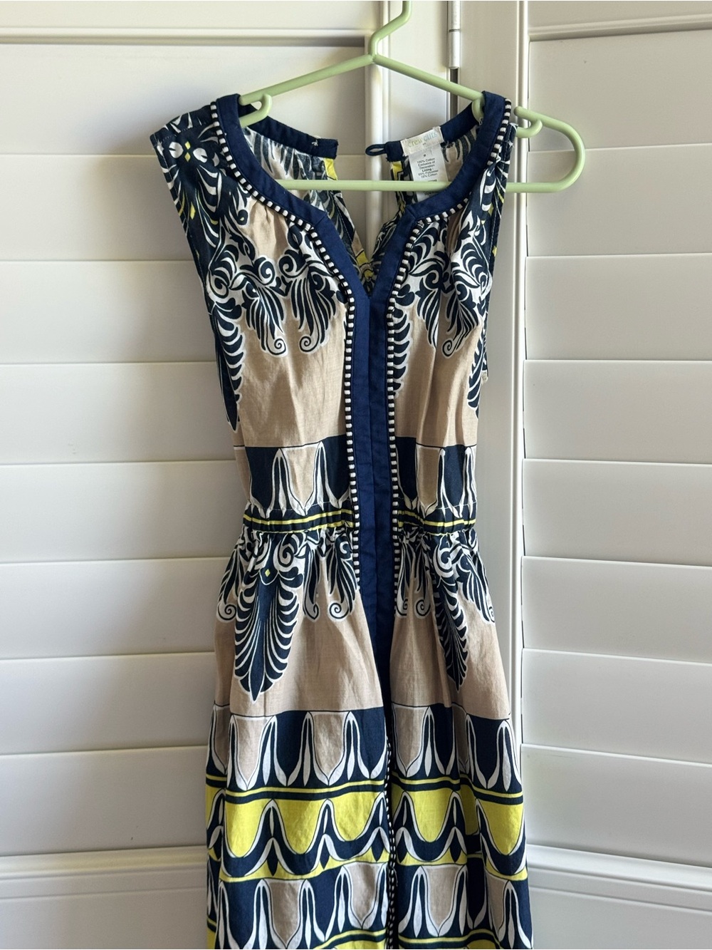 Crewcuts Tan, Navy & Yellow Sleeveless Patterned Midi Dress